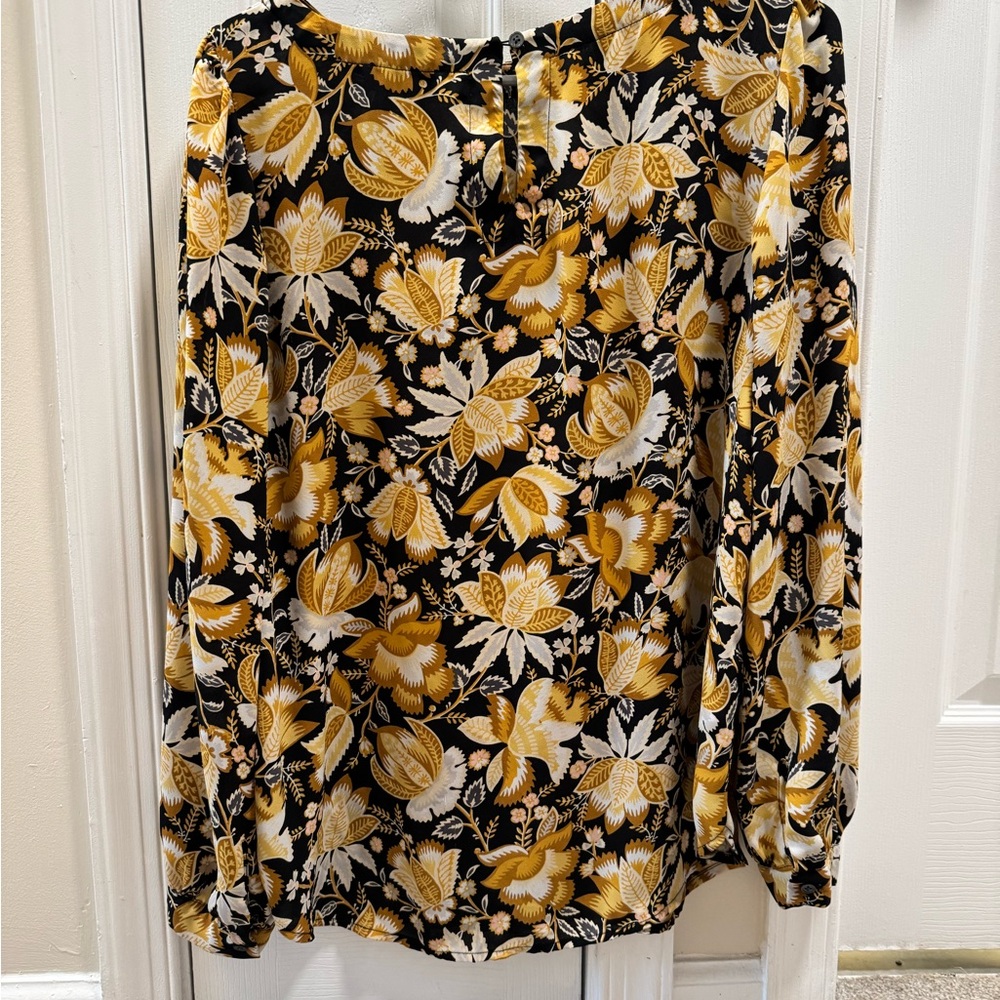 LOFT Yellow Gold Ruffled Cuffed Sleeve Blouse